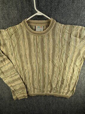 COOGI Australia Lightweight Beige OVERSIZED Sweater Knit Abstract Medium Women